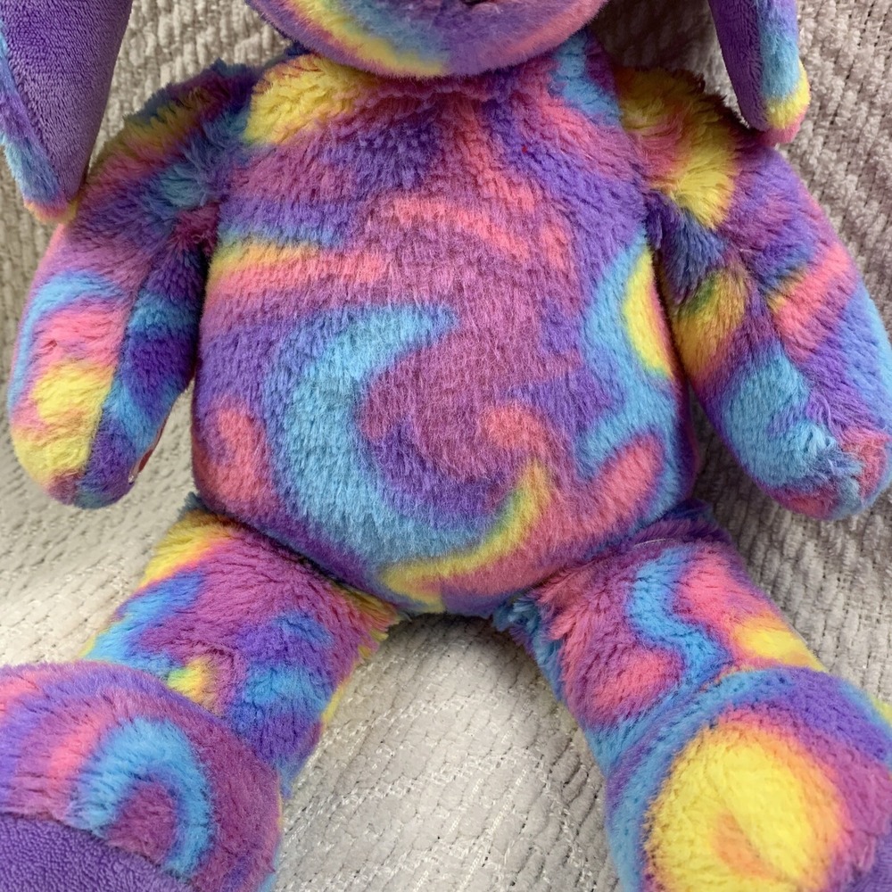 Build a Bear Bunny Rabbit Plush Stuffed Animal Rainbow Tie Dye Colorful‎ Pastel - Picture 7 of 14